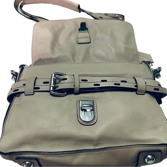 Gryson Thick Glove Leather Crossbody Bag Satchel Taupe - Picture 5 of 6